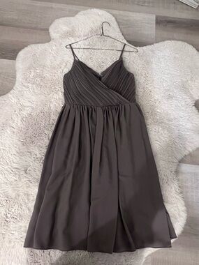 Banana Republic Dark Brown Pleated V-Neck Dress